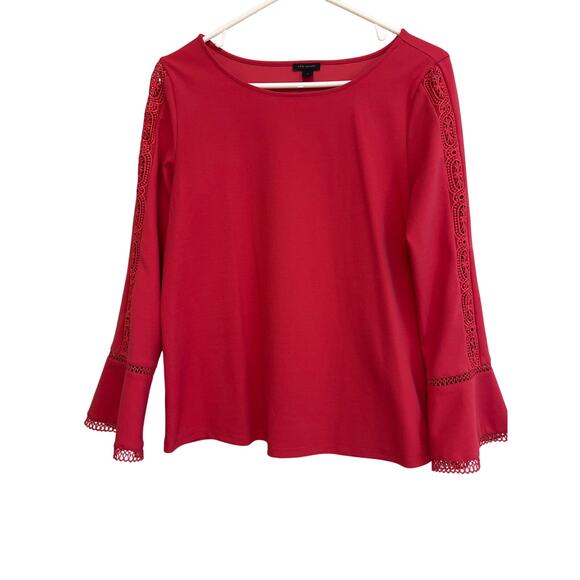 Ann Taylor Blouse Women's Small  Pink Bell Cutout Sleeve Church Easter Valentine - Picture 1 of 7